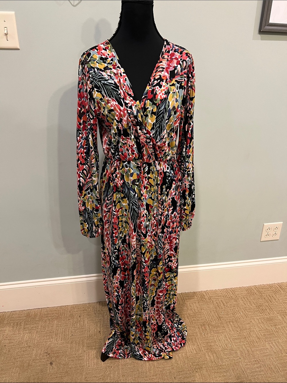 Beeson River Floral Wrap Maxi Dress in Pink, Yellow & Black